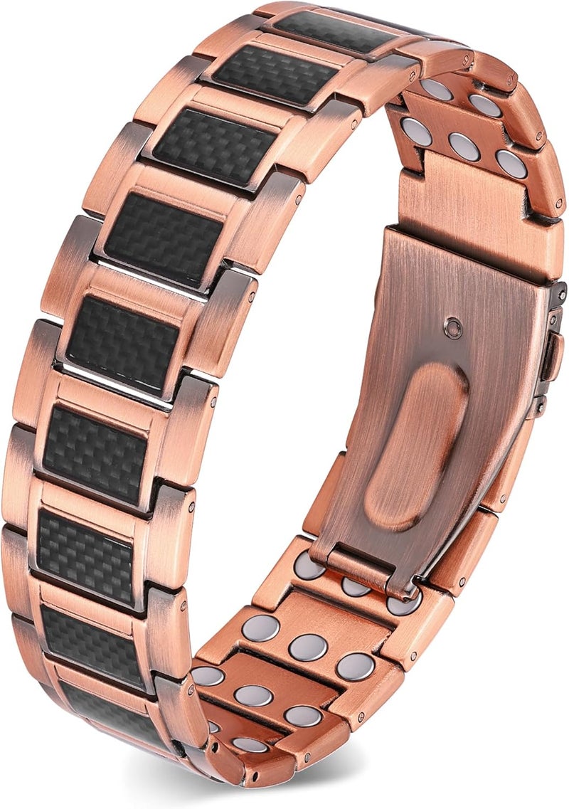 Feraco Copper Bracelet for Men 3X Strength,Magnetic Therapy Bracelet Copper Jewelry with Powerful 3800 Gauss Magnets - Image 1